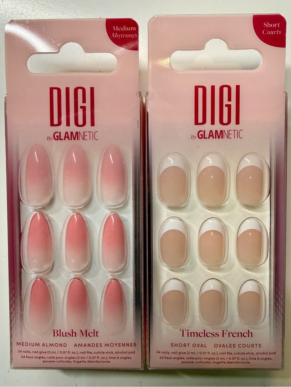 DIGI by GLAMNETIC Blush Melt & Timeless French Press-On Nails - Pink & Nude